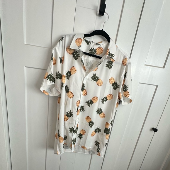 SHEIN Other - SHEIN White Pineapple Print Casual Shirt